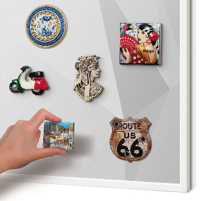 Wand-Magnettafel für Reisesouvenirs mit weißem Rahmen Weiße Geometrie