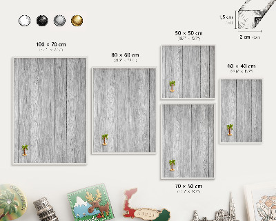 Wand-Magnettafel für Reisesouvenirs mit weißem Rahmen Holzstruktur