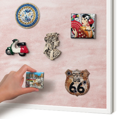 Wand-Magnettafel für Reisesouvenirs mit weißem Rahmen Rosa Textur