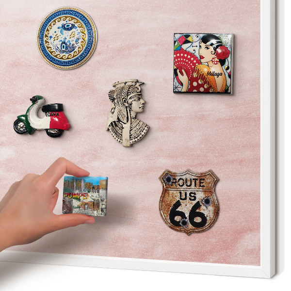 Wand-Magnettafel für Reisesouvenirs mit weißem Rahmen Rosa Textur