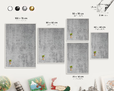 Magnettafel aus Metall für Souvenirs in weißem Rahmen Graue Oberfläche