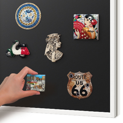 Wand-Magnettafel für Reisesouvenirs mit weißem Rahmen Schwarz