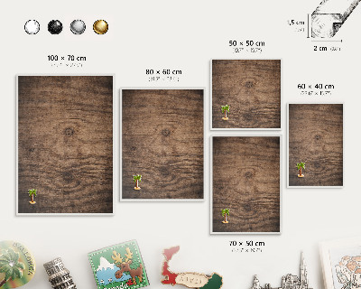 Wand-Magnettafel für Reisesouvenirs mit weißem Rahmen Holzstruktur