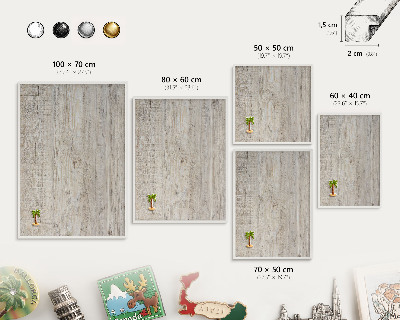 Wand-Magnettafel für Reisesouvenirs mit weißem Rahmen Holzstruktur