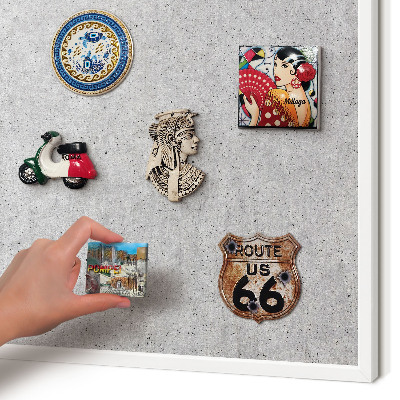 Wand-Magnettafel für Reisesouvenirs mit weißem Rahmen Graue Textur
