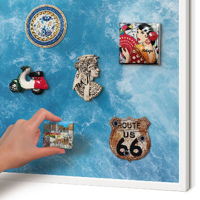 Wand-Magnettafel für Reisesouvenirs mit weißem Rahmen Meereswellen