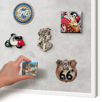 Magnettafel aus Metall für Souvenirs in weißem Rahmen Graue Eleganz