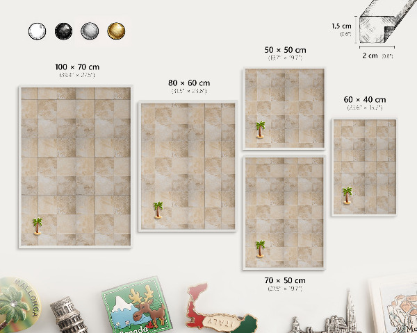 Wand-Magnettafel für Reisesouvenirs mit weißem Rahmen Neutrale Eleganz