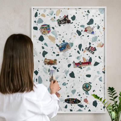 Magnettafel aus Metall für Souvenirs in weißem Rahmen Dynamische Muster