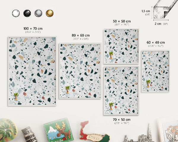 Magnettafel aus Metall für Souvenirs in weißem Rahmen Dynamische Muster