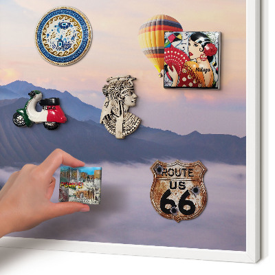 Magnettafel aus Metall für Souvenirs in weißem Rahmen Sky Journey