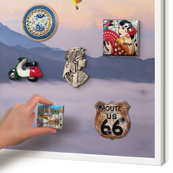 Magnettafel aus Metall für Souvenirs in weißem Rahmen Sky Journey