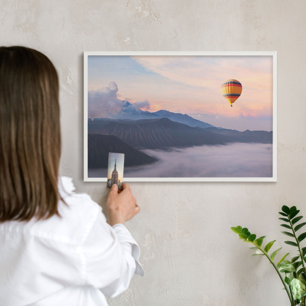 Magnettafel aus Metall für Souvenirs in weißem Rahmen Sky Journey