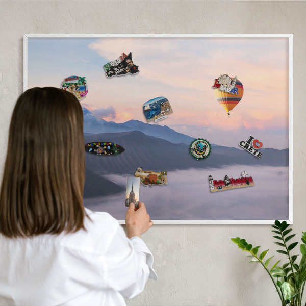 Magnettafel aus Metall für Souvenirs in weißem Rahmen Sky Journey