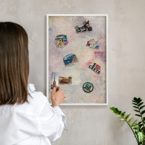 Wand-Magnettafel für Reisesouvenirs mit weißem Rahmen Pastellabstraktion