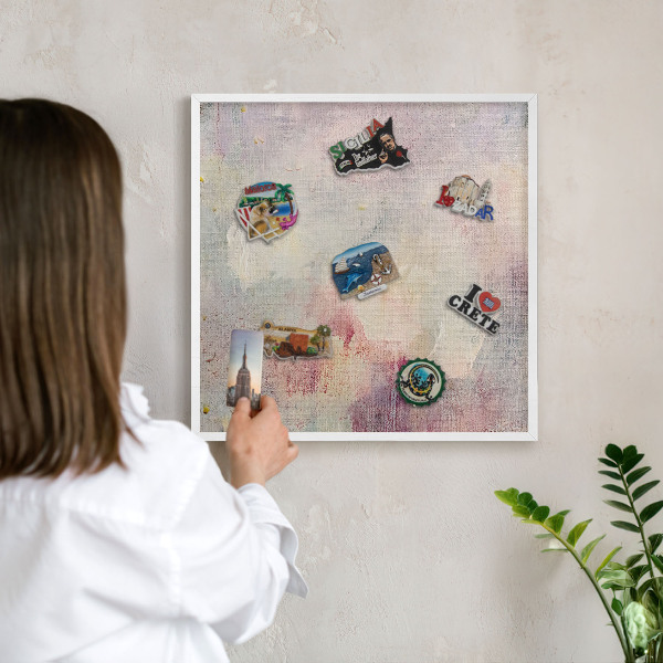 Wand-Magnettafel für Reisesouvenirs mit weißem Rahmen Pastellabstraktion