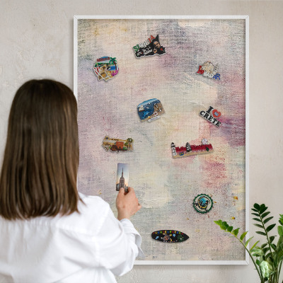 Wand-Magnettafel für Reisesouvenirs mit weißem Rahmen Pastellabstraktion