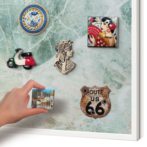 Magnettafel aus Metall für Souvenirs in weißem Rahmen Grüne Texturen