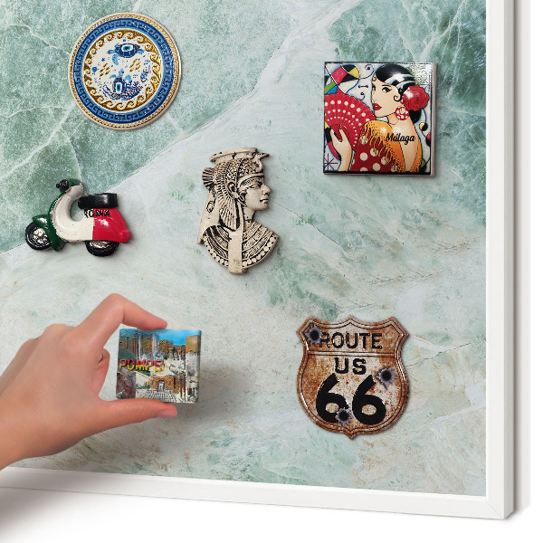 Magnettafel aus Metall für Souvenirs in weißem Rahmen Grüne Texturen