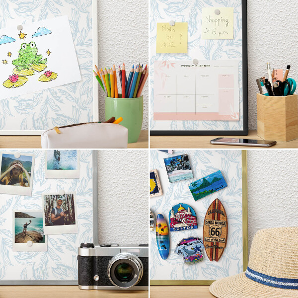 Wand-Magnettafel für Reisesouvenirs mit weißem Rahmen Helles Thema