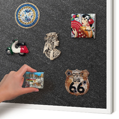 Wand-Magnettafel für Reisesouvenirs mit weißem Rahmen Schwarze Textur