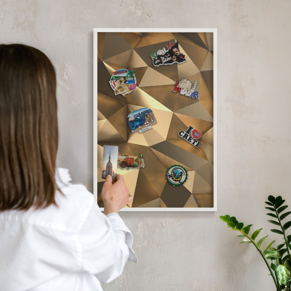 Wand-Magnettafel für Reisesouvenirs mit weißem Rahmen Warme Geometrie