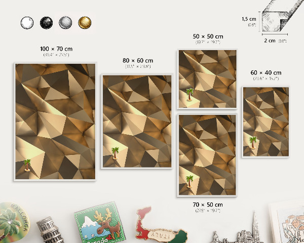 Wand-Magnettafel für Reisesouvenirs mit weißem Rahmen Warme Geometrie
