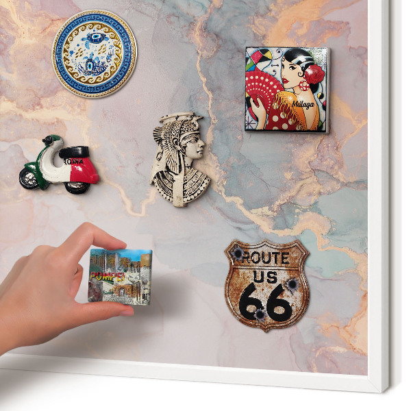 Wand-Magnettafel für Reisesouvenirs mit weißem Rahmen Farbenfrohe Abstraktion