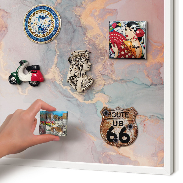 Wand-Magnettafel für Reisesouvenirs mit weißem Rahmen Farbenfrohe Abstraktion