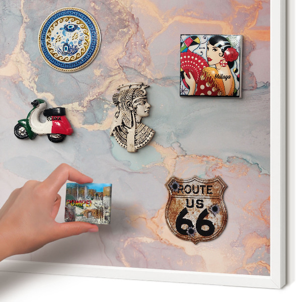 Wand-Magnettafel für Reisesouvenirs mit weißem Rahmen Farbenfrohe Abstraktion