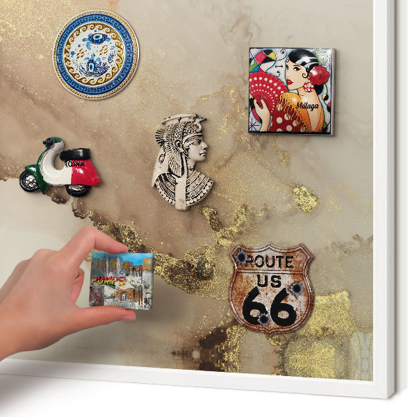 Wand-Magnettafel für Reisesouvenirs mit weißem Rahmen Eleganter Glanz