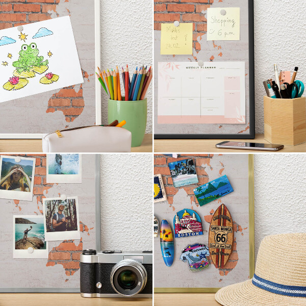 Magnettafel aus Metall für Souvenirs in weißem Rahmen Brick-Karte