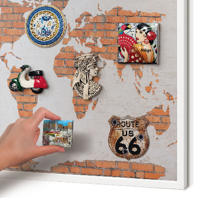 Magnettafel aus Metall für Souvenirs in weißem Rahmen Brick-Karte