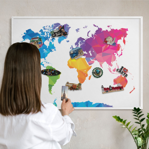 Wand-Magnettafel für Reisesouvenirs mit weißem Rahmen Farbkarte