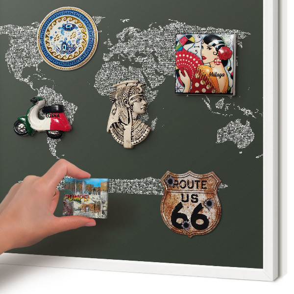 Magnettafel aus Metall für Souvenirs in weißem Rahmen Textkarte