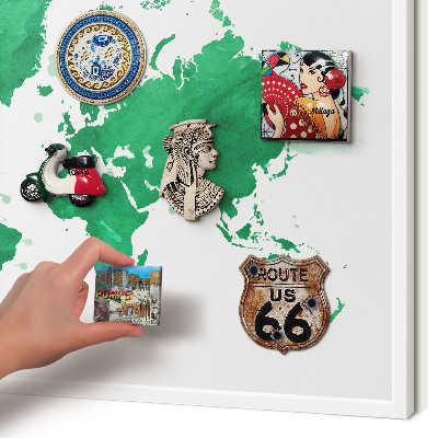 Magnettafel aus Metall für Souvenirs in weißem Rahmen Grüne Karte