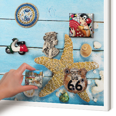 Wand-Magnettafel für Reisesouvenirs mit weißem Rahmen Urlaubsruhe