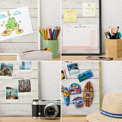 Wand-Magnettafel für Reisesouvenirs mit weißem Rahmen Helles Holz