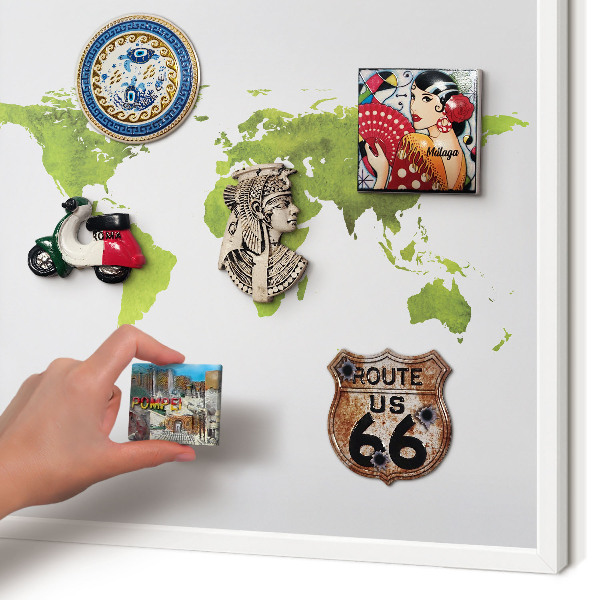 Wand-Magnettafel für Reisesouvenirs mit weißem Rahmen Grüne Karte
