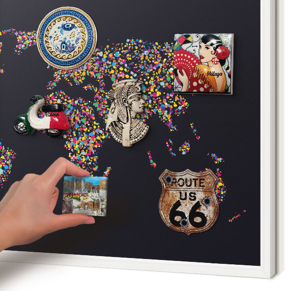 Wand-Magnettafel für Reisesouvenirs mit weißem Rahmen Farbkarte