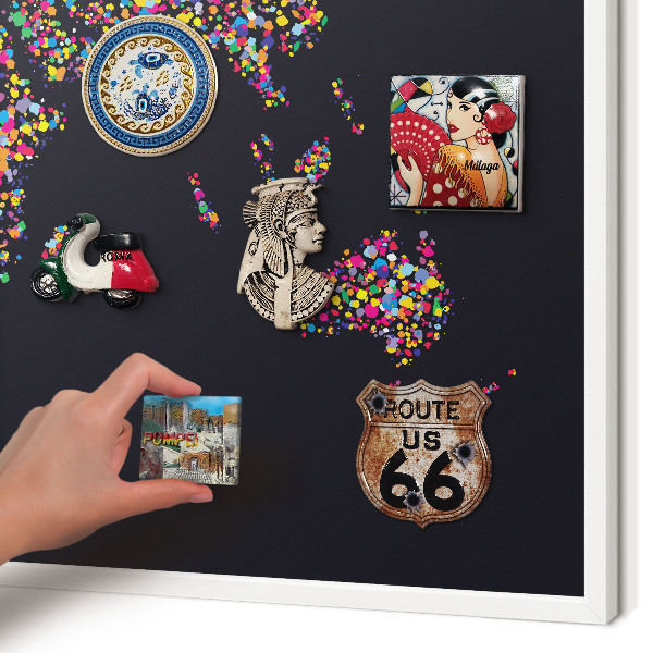 Wand-Magnettafel für Reisesouvenirs mit weißem Rahmen Farbkarte