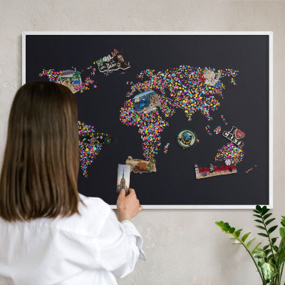 Wand-Magnettafel für Reisesouvenirs mit weißem Rahmen Farbkarte