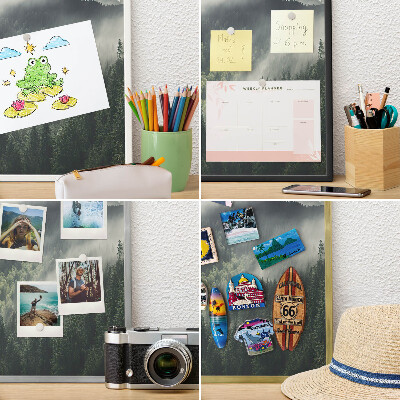 Wand-Magnettafel für Reisesouvenirs mit weißem Rahmen Grüne Berge
