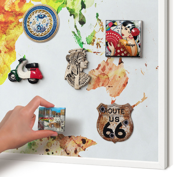 Magnettafel aus Metall für Souvenirs in weißem Rahmen Farbkarte