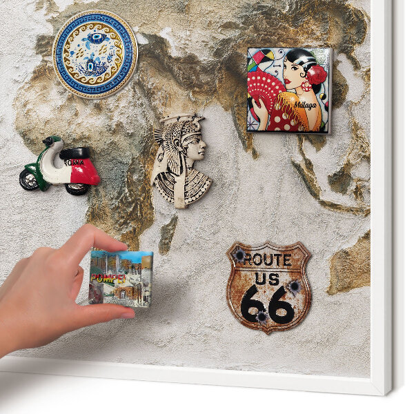 Magnettafel aus Metall für Souvenirs in weißem Rahmen Reliefkarte