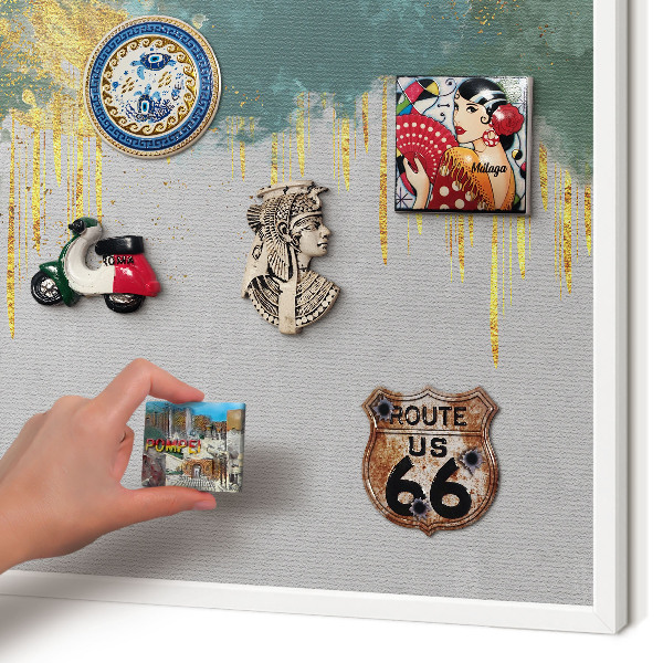 Magnettafel aus Metall für Souvenirs in weißem Rahmen Türkis-Abstraktion