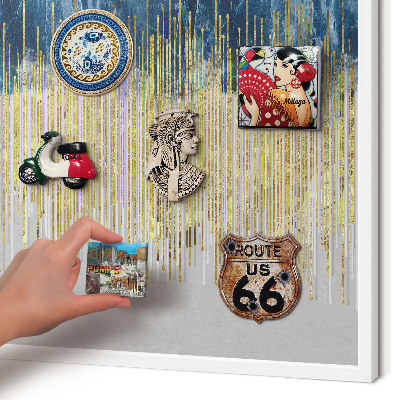 Wand-Magnettafel für Reisesouvenirs mit weißem Rahmen Abstrakter Wald