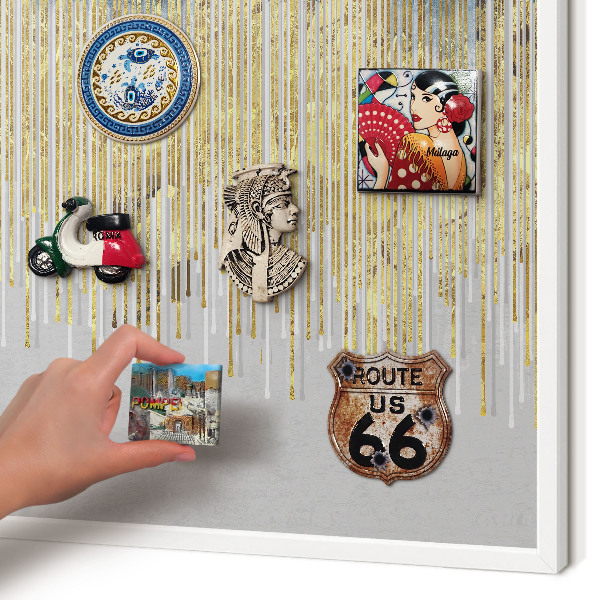 Wand-Magnettafel für Reisesouvenirs mit weißem Rahmen Abstrakter Wald