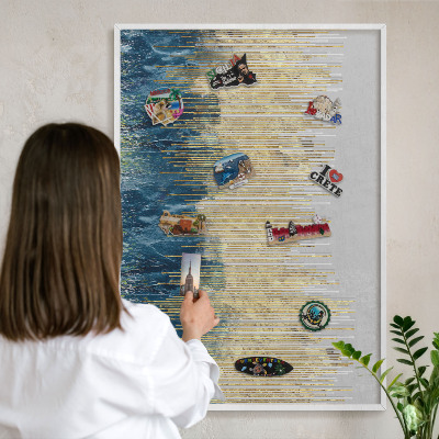 Wand-Magnettafel für Reisesouvenirs mit weißem Rahmen Abstrakter Wald