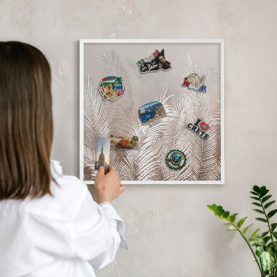 Wand-Magnettafel für Reisesouvenirs mit weißem Rahmen Blätter Natur